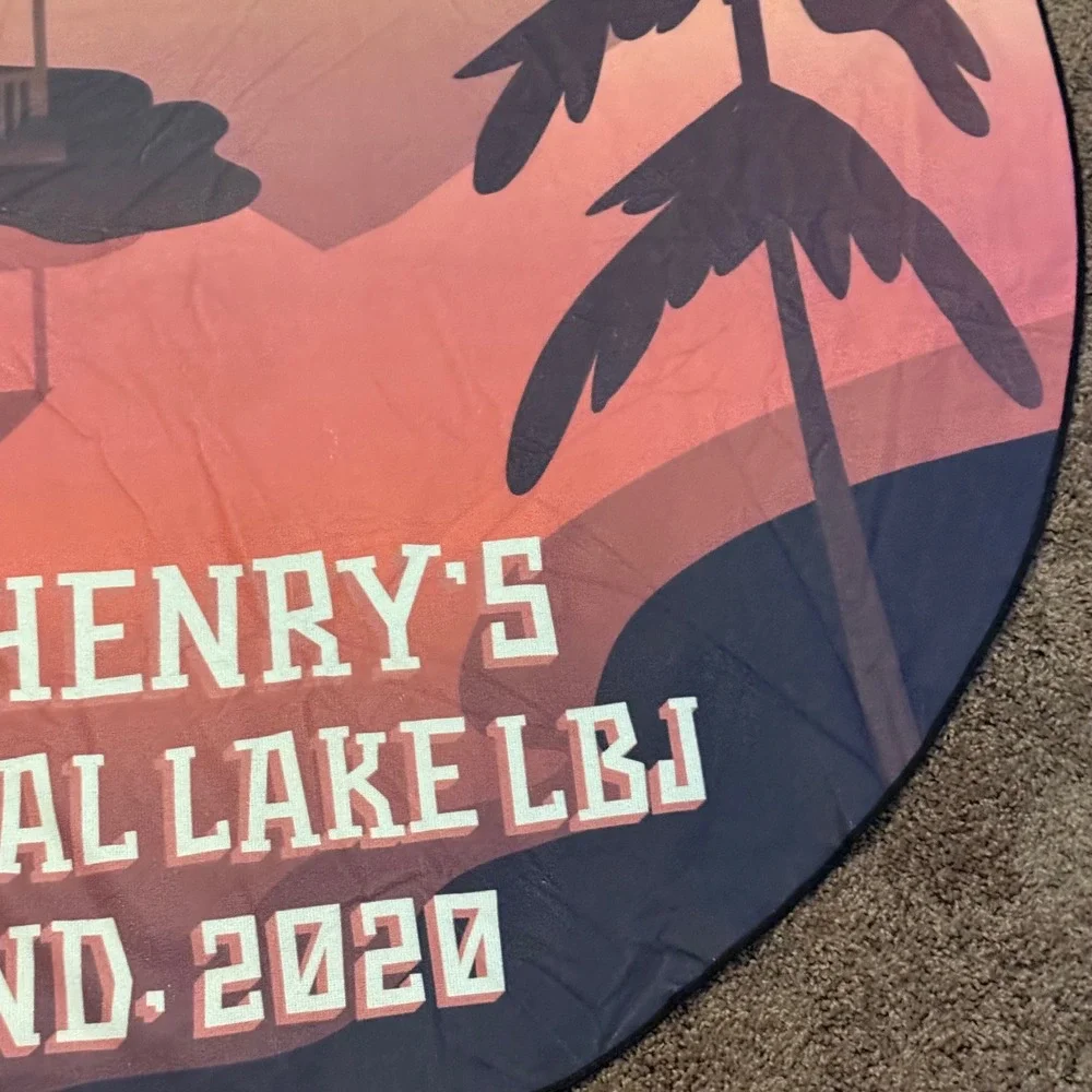 Red White & Royal Blue Alex & Henry Lake LBJ 2020 Round Beach Towel Blanket 56